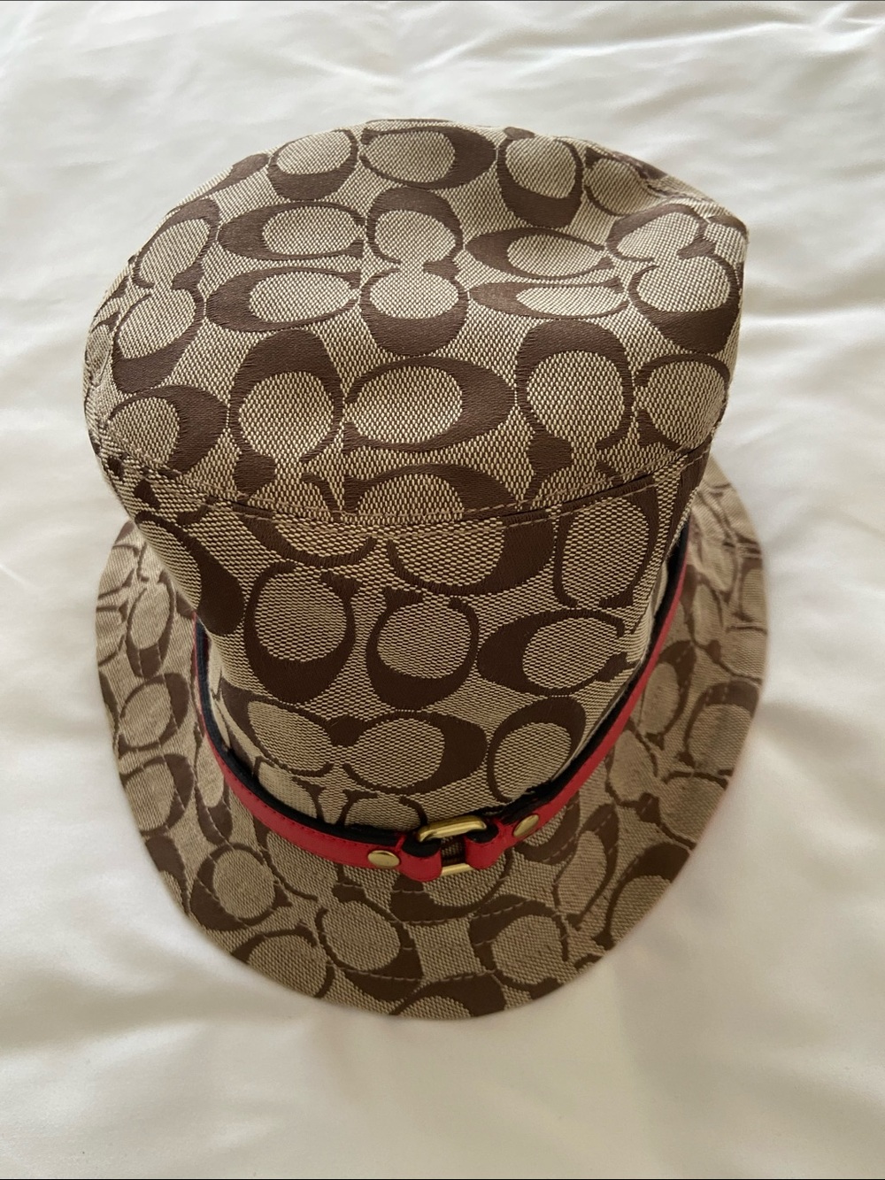 Signature Brown and Tan Coach Jaquard Bucket Hat A1 - Picture 3 of 6
